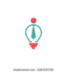 light bulb logo with a tie in the middle
