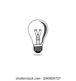 Light bulb logo, with a white outline and background, an old light bulb that glows yellow