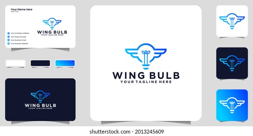 light bulb logo and wings with line art style and business card inspiration