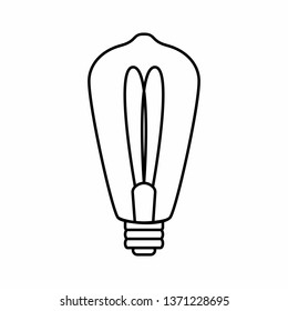 Light bulb long lamp line icon vector