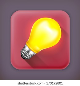 Light bulb, long shadow vector icon