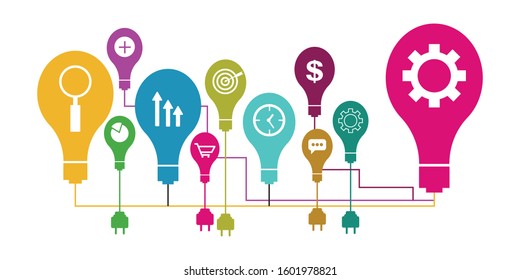 Light bulb low poly, idea concept, vector illustration