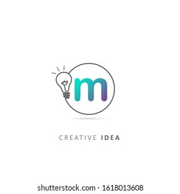 light bulb m letter logo design template, design vector light bulb symbol, idea logo.