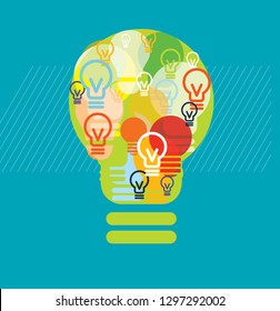 Light bulb made with light bulbs working together. Illustration
