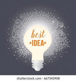 Light bulb made of handdrawn doodles, creative concept. Vector concept - creativity and idea. Lettering. quote. Creative light bulb, Big idea, Creative Research