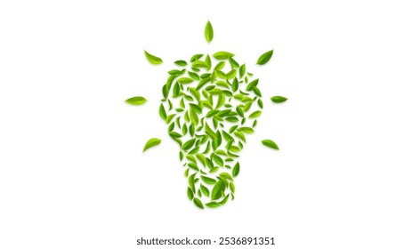 light bulb made of leaves. Green energy and ecology. Renewable energy.