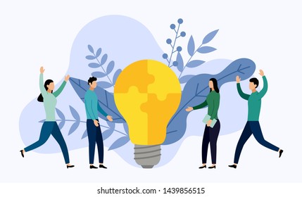 Light bulb made of puzzle pieces, business concept vector illustration