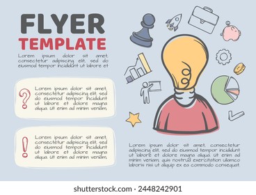 Light bulb man. Business concept of a creative person. Vector editable design template for flyer, advertisement, poster