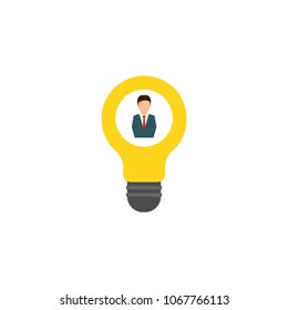 Light bulb, man and lamp, idea, vector illustration.