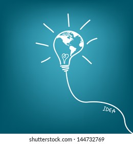 light bulb and map idea vector illustration