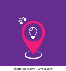 light bulb and map pin. logo concept. idea logo