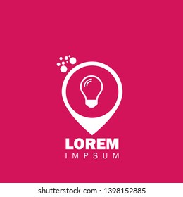light bulb and map pin. logo concept. idea logo