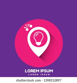 light bulb and map pin. logo concept. idea logo