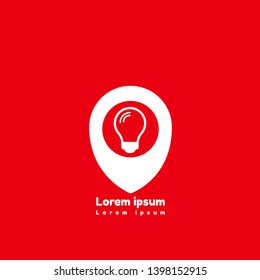 light bulb and map pin. logo concept. idea logo