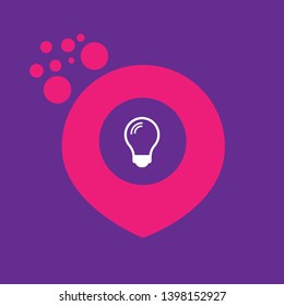 light bulb and map pin. logo concept. idea logo