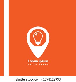 light bulb and map pin. logo concept. idea logo