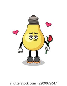 light bulb mascot falling in love , character design
