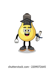 mascota bombilla con pose para graduación , diseño de carácter