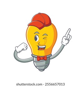 The light bulb mascot is in high spirits