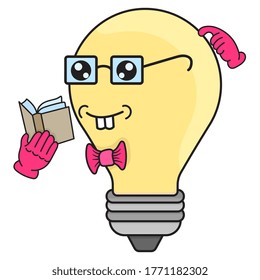 light bulb mascot of idea when learning