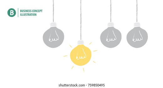 Light bulb meaning idea or creativity or solution on white background illustration vector. Business concept.
