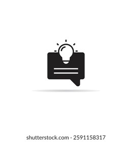 light bulb message icon with shadow on white background