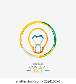 Light bulb minimal design logo, colorful abstract icon