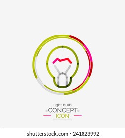 Light bulb minimal design logo, colorful abstract icon