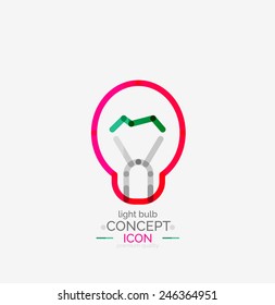 Light bulb minimal design logo, colorful abstract icon