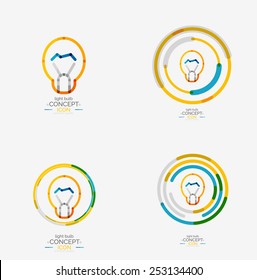 Logotipo de design mínimo da lâmpada, ícone abstrato colorido
