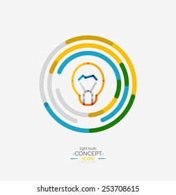 Light bulb minimal design logo, colorful abstract icon