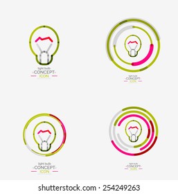 Light bulb minimal design logo, colorful abstract icon