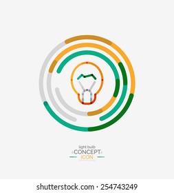 Light bulb minimal design logo, colorful abstract icon