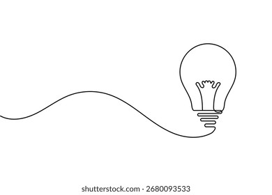 Light bulb minimalist style isolate outline vector illustration continuous one line drawing