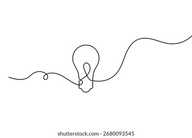 Light bulb minimalist style isolate outline vector illustration continuous one line drawing