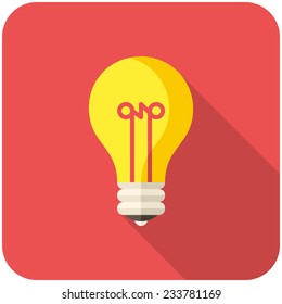Light Bulb, modern flat icon with long shadow