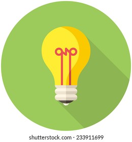 Light Bulb, modern flat icon with long shadow