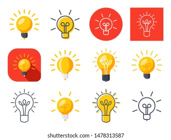 Light bulb modern stylish icons mix set