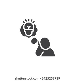 Light Bulb Moment vector icon. Person having an idea filled flat sign for mobile concept and web design. Aha moment glyph icon. Symbol, logo illustration. Vector graphics