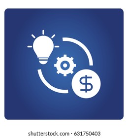 light bulb and money icon in blue background