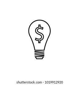 light bulb with money icon. Element for mobile concept and web apps. Thin line  icon for website design and development, app development. Premium icon on white background on white background