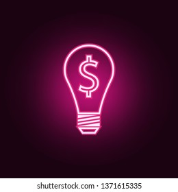 light bulb with money icon. Elements of Web in neon style icons. Simple icon for websites, web design, mobile app, info graphics