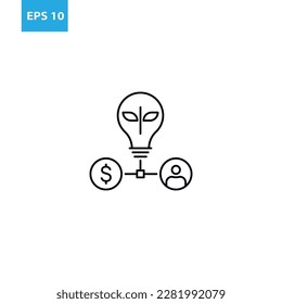 Light bulb and money withe avatar outline icon Vector