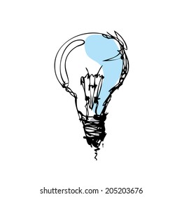  light bulb monochrome vector sketch