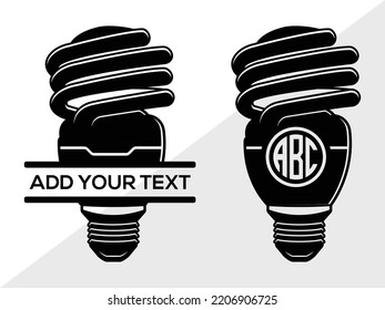 Light Bulb Monogram SVG Printable Vector Illustration
