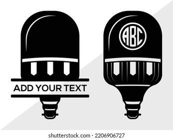Light Bulb Monogram SVG Printable Vector Illustration