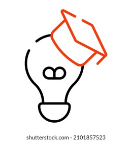 Light bulb with mortarboard, concept of educational idea icon

