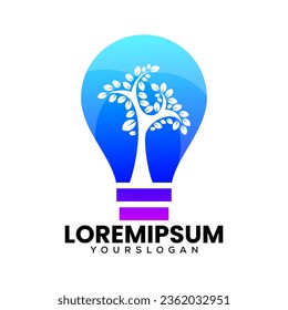 light bulb natural  icon logo design 