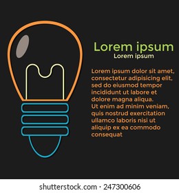 Light bulb with neon lines