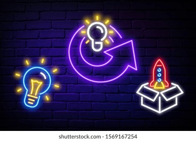 Light Bulb neon sign vector. Light Bulb Design template neon icon, light banner, neon signboard, light symbol. Vector illustration